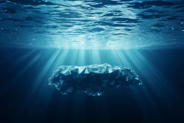 Poster Global warming crisis. melting iceberg underwater view, hidden danger before climate change © sorin