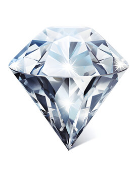 Illustration of a diamond gemstone on white background 