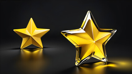 yellow star on a black background. shiny star illustration on black background