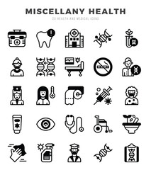 Vector MISCELLANY HEALTH types icon set in Lineal Fill style. vector illustration.