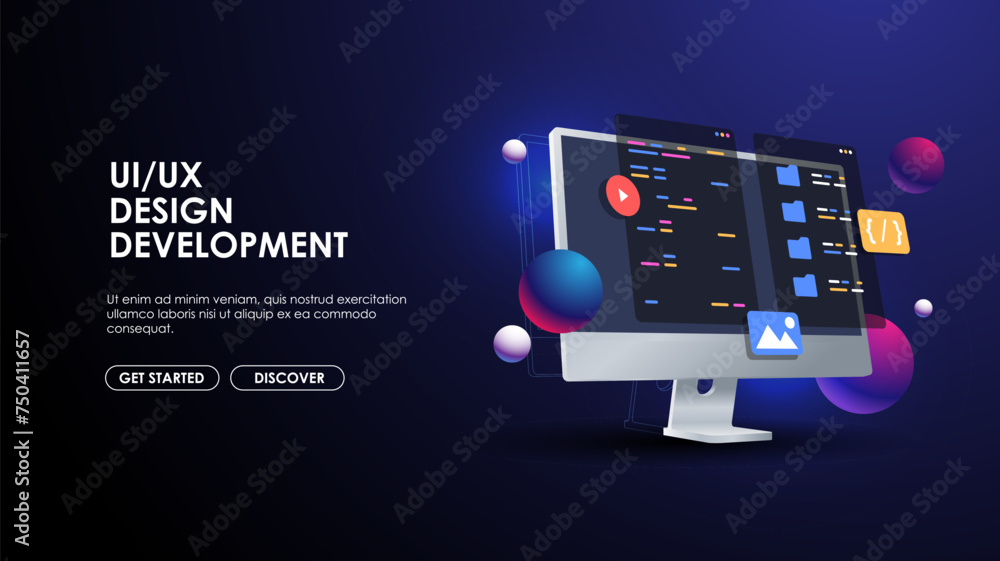 Poster Programming web banner. Best programming languages. Social media creative concept idea. desktop computer. Screen. Realistic 3d design. Web Configure, repair prevention, maintenance and setting website