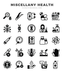 MISCELLANY HEALTH Icon Pack 25 Vector Symbols for Web Design.