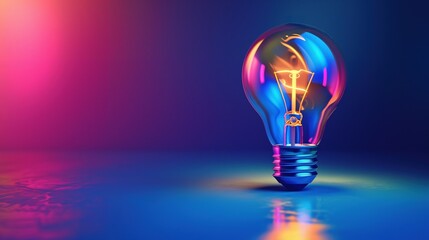  Innovative Thoughts and Radiant Ingenuity: Artistic Idea in Motion with Colorful Light Rays from a Creative Bulb - Think Differently Concept