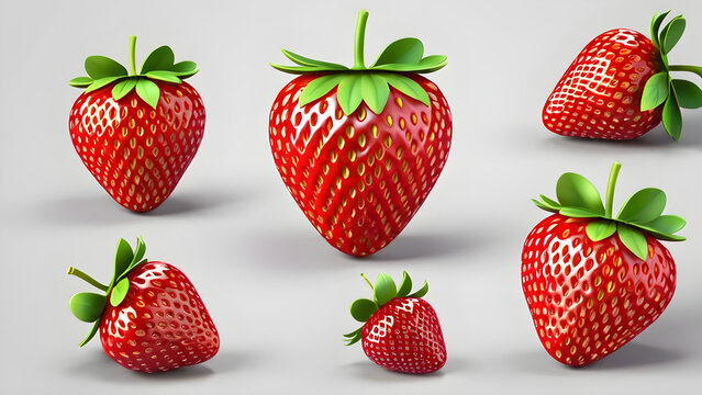 strawberry isolated. set of strawberries.