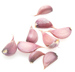 garlic cloves on white background