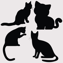 cat black silhouette illustration Animal pet vector