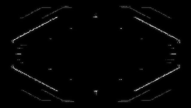 Futuristic glitchy HUD aim. Cyberpunk style distorted HUD screen. Tech user interface hologram screen for game, movie, drone footage, VR etc. Video overlay template. Cyber concept.