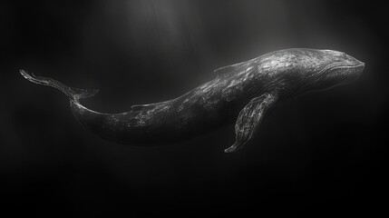 3 d rendering of a black whale on a dark background created with Generative AI