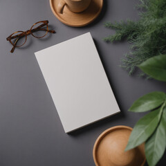 Blank book mockup with atrezzo