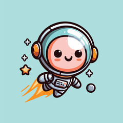 cute cartoon child astronout vector illustration