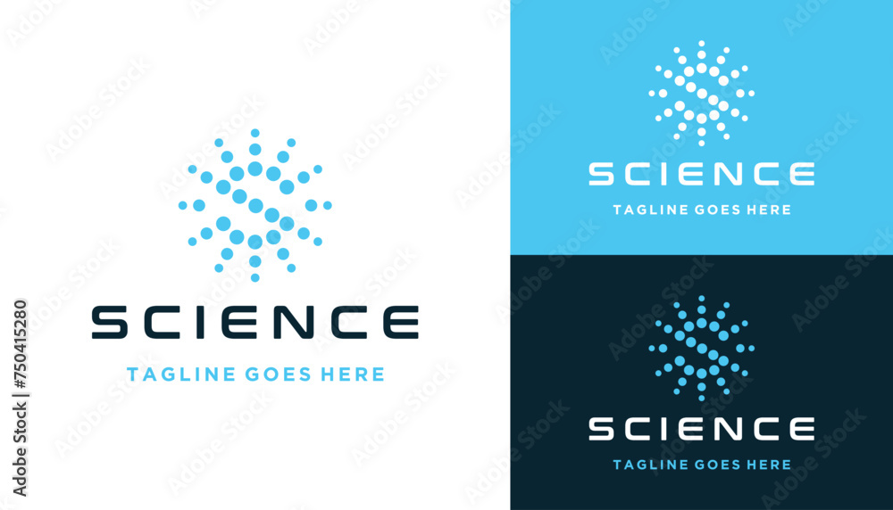 Poster rotating initial letter s with modern halftone digital dots for futuristic connection network logo d