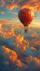 Obraz premium Serene Hot Air Balloon Journey Above Clouds