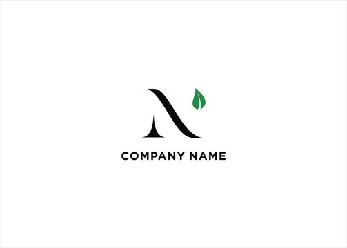 N logo with leaf elements