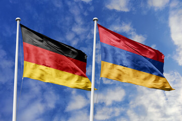 3D illustration, Germany and Armenia alliance and meeting, cooperation of states.