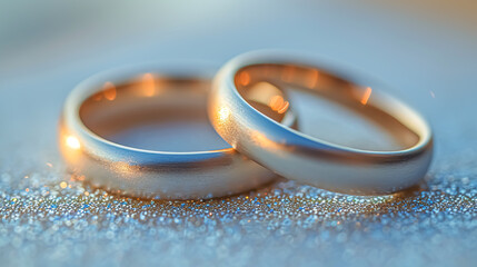 Obraz na płótnie Canvas wedding rings on bokeh background, shallow depth of field. 