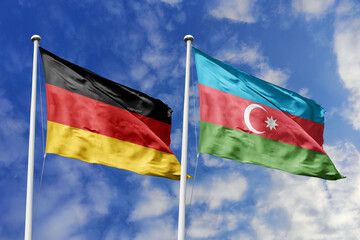 3D illustration, Germany and Azerbaijan alliance and meeting, cooperation of states.