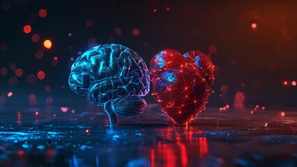 Human heart and brain connection illustration