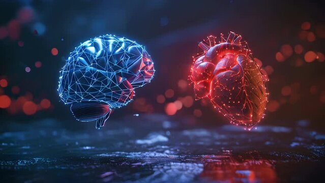 Human heart and brain connection illustration