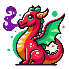Fototapeta premium A Cute Vector Design of a Red Dragon: Simple Yet Majestic Fantasy Art