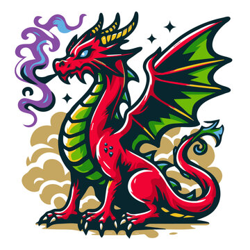 A Stunning Vector Design of a Red Dragon: Simple Yet Majestic Fantasy Art