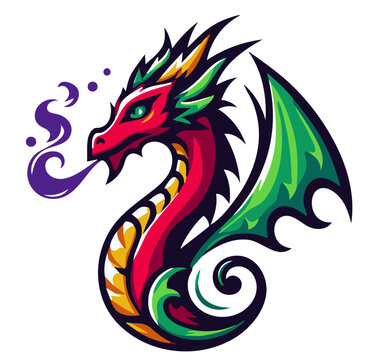 A Small, Vector Design of a Red Dragon: Simple Yet Majestic Fantasy Art