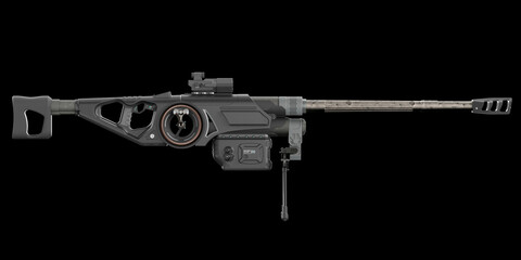 3D render of a conceptual energy sniper rifle