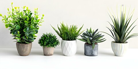 Five Diverse Indoor Plants Displayed