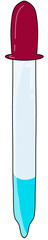 Dropping pipette has red liquid in it.