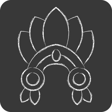 Icon Indian Red Crown. related to Indigenous People symbol. chalk Style. simple design editable. simple illustration
