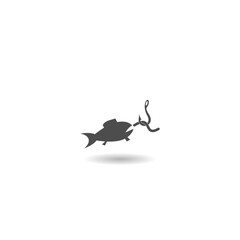 Fish and hook icon with shadow