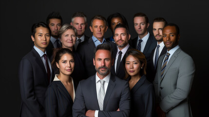 Group of people standing together in studio shot