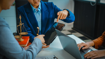 Lawyer team meeting, discussing legal strategies, analyzing cases, and collaborating to provide effective representation. A dynamic exchange of ideas and expertise to navigate complexities of law.