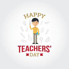 Happy teacher day vector illustration. Happy teacher day themes design concept with flat style vector illustration. Suitable for greeting card, poster and banner.