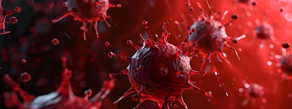 A Virus, Coronavirus outbreak, contagious infection in the blood, 3d illustration concept.