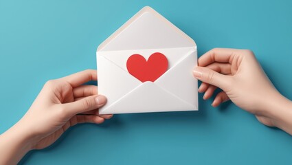 Obraz premium hand holding an envelope with heart shape