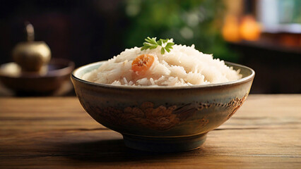 A close up image of a bowl of rice - Powered by Adobe