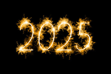 Happy new year 2025 on black background