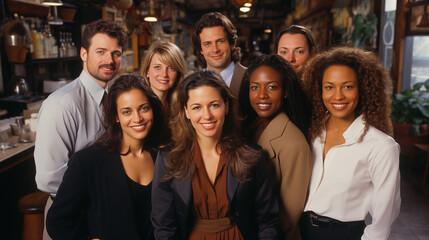 Vintage diverse group of business team