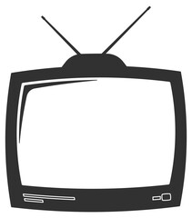 black retro style TV without background
