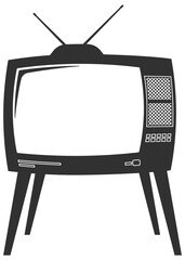 black retro style TV without background