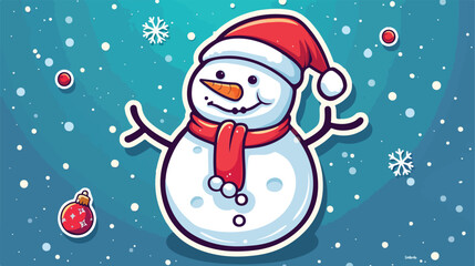 Ticker face cartoon snowman Christmas.