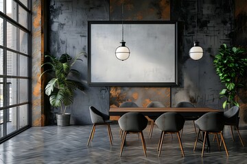 Modern Industrial Dining Room with Red and Grey