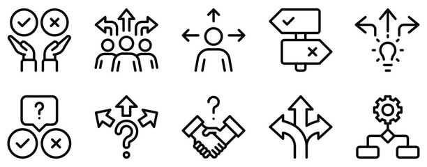 decision icon line style set collection