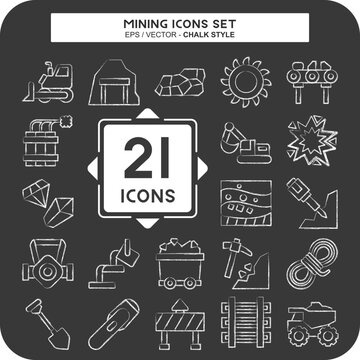 Icon Set Mining. related to Industry symbol. chalk Style. simple design editable. simple illustration