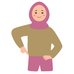 Illustration of a Hijab Woman in Various Poses