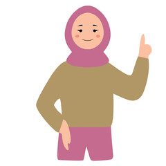 Illustration of a Hijab Woman in Various Poses