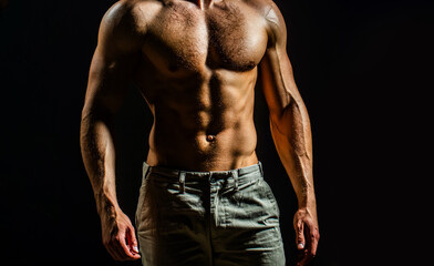 Muscular man sexy body. Muscular sexy man. Naked shape body, strong man. Man showing muscular...
