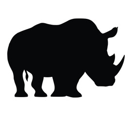 African White Rhinoceros Silhouette Stock Vector Illustration.