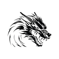 A Dragon head logo on white background