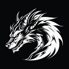 A Dragon head logo on white background